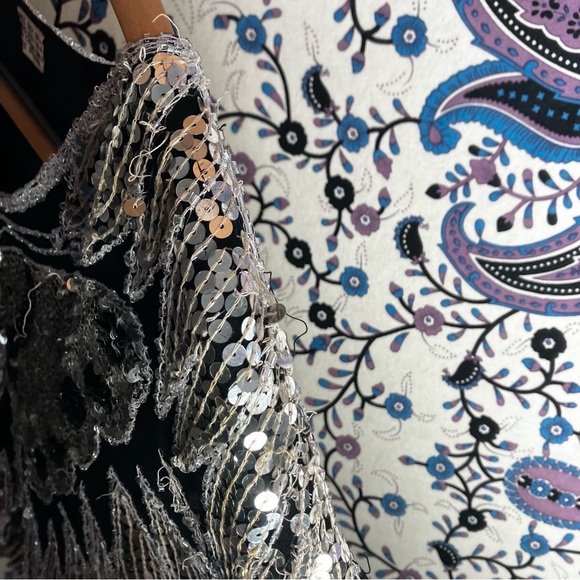 Vintage butterfly sequin silk top y2k - Picture 3 of 6